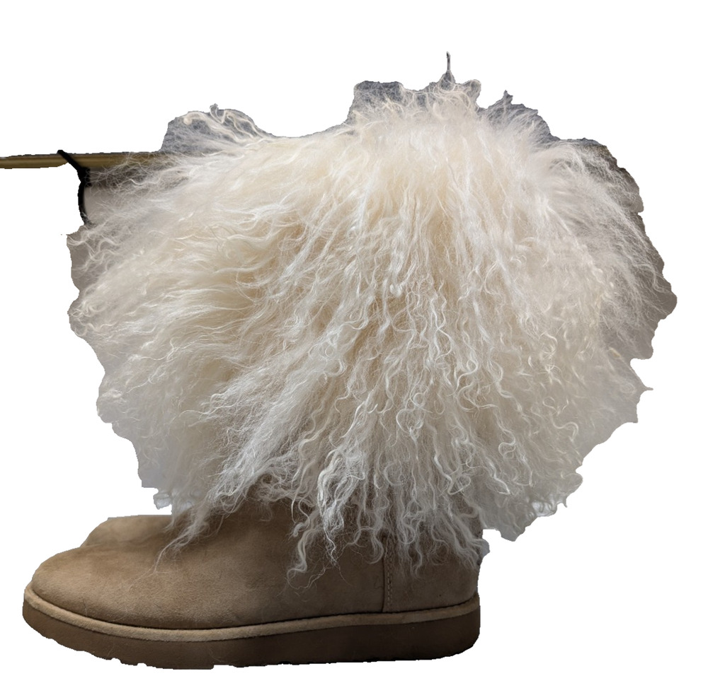 UGG Lida Boots Womens 8 Sherpa Lined Brown Cozy Mongolian Fur Avant Garde Tan